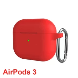 Чехол силиконовый HOCO для Apple AirPods 3 с карабином чехол для наушников Красный