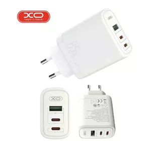 Сетевое зарядное устройство XO CE04 PD65W+QC 45W 2Type-C/1USB зарядный блочок для телефона Белый