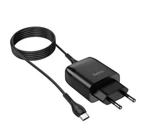 СЗУ сетевое зарядное устройство HOCO C72Q QC3.0 1USB/2A с кабелем для зарядки USB - Type-C Черный
