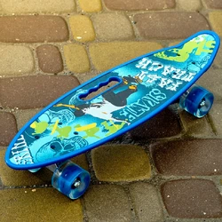 Скейт Пенни борд Skate со светящимися колесами ,алюминиевая подвеска не скользящая поверхность Синий
