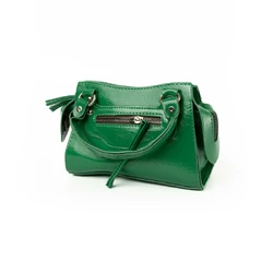 Сумка жіноча лакова, містка стильна сумочка на блискавці, Зелений