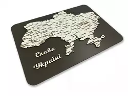 Мапа України з натурального дерева в рамці на стіну 35х24 см, карта України на подарунок