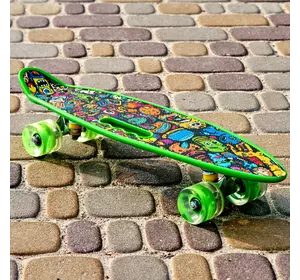 Скейт Пенни борд Skate со светящимися колесами ,алюм. подвеска не скользящая поверхность ярко Зелёный