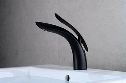 Змішувач дизайнерський для раковини, одноважільний вигнутий кран горизонтальний монтаж WanFan Чорний