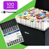 Двусторонние маркеры Touch 100 цветов и набор лайнеров 9 шт для рисования и скечтей, набор фломастеров