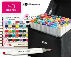 Набор двусторонних спиртовых маркеров Touch для рисования скетчинга на спиртовой основе 48 штук, Видеообзор!