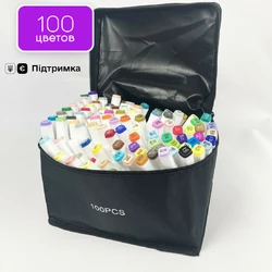 Набор двусторонних маркеров Touch Smooth для скетчинга на спиртовой основе 100 штук Разноцветные