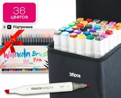 Набор маркеров Touch Smooth на спиртовой основе 36 штук + Набор акварельных маркеров Water Color Brush 20 шт