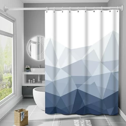 Шторка для ванної кімнати Bathlux 180 x 180 см люкс якість з водовідштовхувальним покриттям, біла з синім принтом