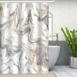 Шторка для ванної кімнати Bathlux 180 x 180 см люкс якість з водовідштовхувальним покриттям, з мармуровим бежевим візерунком