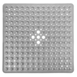 Силіконовий килимок протиковзкий Bathlux на присосках для ванни та душу, квадратний 52*53 см Сірий