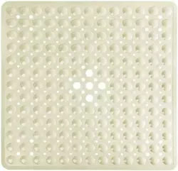 Силіконовий килимок протиковзкий Bathlux на присосках для ванни та душу, квадратний 52*53 см Бежевий