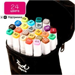 Набір професійних двосторонніх маркерів Touch для скетчинга 24 кольору в чохлі, Фломастери для малювання