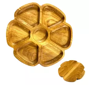 Деревянная тарелка из натурального дерева диаметр 25 см, высота 2 см, тарелка для закусок