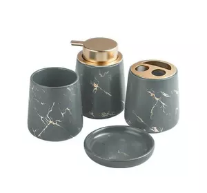 Керамический набор аксессуаров в ванную комнату из 4 предметов Bathlux, дизайнерский Серый