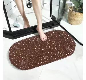 Силиконовый коврик для ванны Bathlux овальной формы, нескользящий, люкс качество 69 х 35 см Коричневый