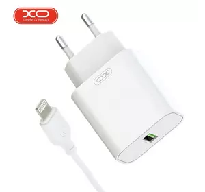 Сетевое зарядное устройство XO L103 QC3.0 с USB/3A портом и кабелем USB - Lightning Белый