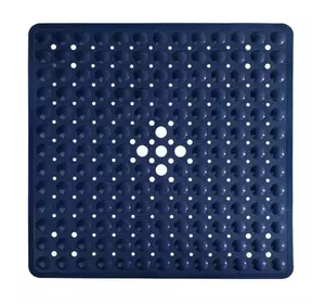 Силиконовый коврик противоскользящий Bathlux на присосках для ванны и душа, квадратный 52*53 см Синий