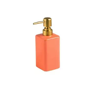 Стильный диспенсер для мыла из керамики на 320 мл, бутылка с дозптором для жидкого мыла или шампуня, Розовый