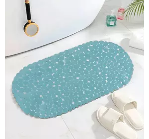 Силиконовый коврик для ванны Bathlux овальной формы, нескользящий, люкс качество 69 х 35 см Бирюзовый