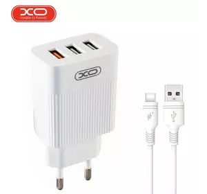 Сетевое зарядное устройство XO L72 QC3.0 3USB/3A с кабелем USB - Type-C Белый