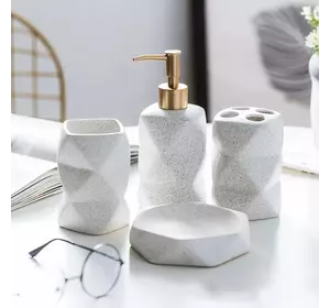 Набор аксессуаров для ванной комнаты из керамики Bathlux, 4 предмета Белый