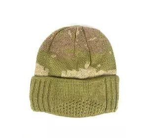 Балаклава-шапка раскладная теплая тактическая с прорезью Зеленая