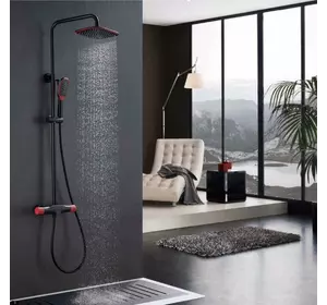 Душевой настенный гарнитур WanFan, верхний стационарный душ в ванную комнату Черно-красный