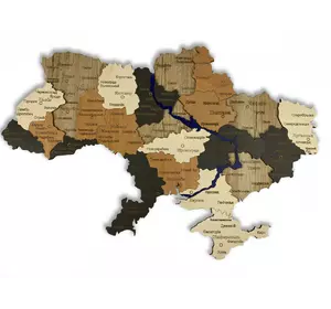Карта Украины из натурального дерева на стену 74х50 см, большая карта Украины навесная