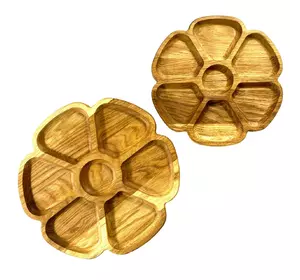 Комплект деревянных тарелок из натурального дерева диаметр 25 см и 30,5 см, высота 2 см