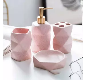 Набор аксессуаров для ванной комнаты из керамики Bathlux, 4 предмета Розовый