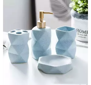 Набор аксессуаров для ванной комнаты из керамики Bathlux, 4 предмета Голубой