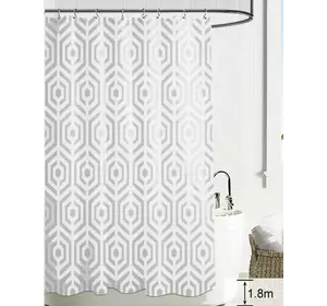 Шторка для ванной комнаты Bathlux 180 x 180 см с водоотталкивающим покрытием, с геометрическим узором