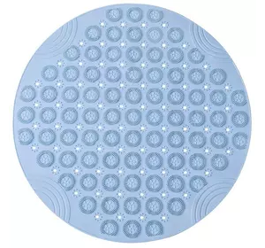 Силіконовий круглий килимок протиковзкий Bathlux на присосках для ванни та душу 55х55 см, Блакитний
