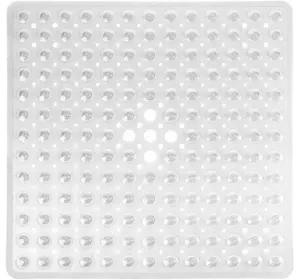 Силіконовий килимок протиковзкий Bathlux на присосках для ванни та душу, квадратний 52*53 см Прозорий