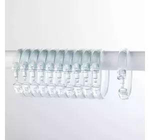 Прозорі кільця для кріплення душової шторки до карнизу Bathlux, пластикові, 12 штук в упаковці