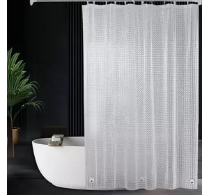 Шторка для ванної кімнати Bathlux 180 x 180 см люкс якість з водовідштовхувальним покриттям, Прозора
