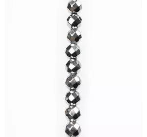 Гематит натуральний камінь для браслетів та підвісок намистини для рукоділля на нитці 39-41 см діаметр 6 мм