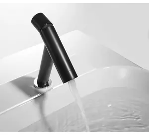 Змішувач для умивальника для ванни Кран одноважільний горизонтальний монтаж WanFan Чорний, Латунь