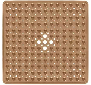 Силіконовий килимок протиковзкий Bathlux на присосках для ванни та душу, квадратний 52*53 см Коричневий