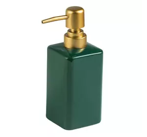 Стильний диспенсер для мила з кераміки на 320 мл, пляшка з дозптором для рідкого мила чи шампуню, Зелений