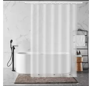 Шторка для ванни з поліестеру водонепроникна Bathlux 180x180 см з кільцями, фіранка для ванної кімнати