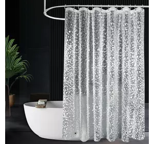 Шторка для ванної кімнати Bathlux 180 x 180 см люкс якість з водовідштовхувальним покриттям, Прозора з візерунком