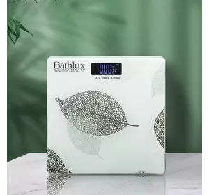 Ваги підлогові Bathlux зі скла побутові, супероточені, до 180 кг, дизайн Leaves